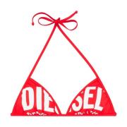 Triangle bikini top with oversized logo Diesel , Red , Dames