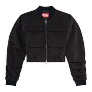 Utility jacket in nylon twill Diesel , Black , Dames