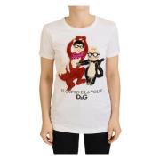 Witte Gestructureerde T-shirt Korte Mouw Dolce & Gabbana , White , Dam...