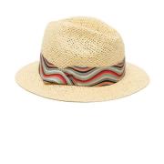 Beige Strik-Trim Fedora Hoed Paul Smith , Beige , Dames