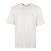 Heren Wit Katoenen Logo T-Shirt Brunello Cucinelli , White , Heren