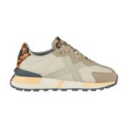 Beige Casual Leren Dames Sneakers Munich , Beige , Dames