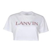 Witte Katoenen T-shirt met Logo Lanvin , White , Dames