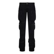 Zwarte Low-Waisted Cargo Jeans The Attico , Black , Dames