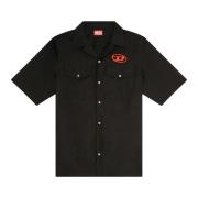 Bowling shirt with embroidered logo Diesel , Black , Heren
