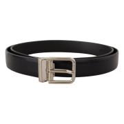 Zwart Kalfsleren Klassiek Logo Riem Dolce & Gabbana , Black , Heren