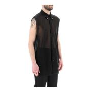Mouwloze katoenen gaasoverhemd met contraststiksels Jil Sander , Black...
