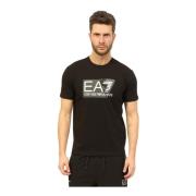Zwarte Katoenen Ronde Hals T-shirt Emporio Armani EA7 , Black , Heren
