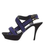 Pre-owned Leather sandals Yves Saint Laurent Vintage , Blue , Dames