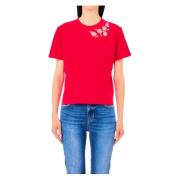 Rode T-shirts en Polos met Strass Kraag Liu Jo , Red , Dames
