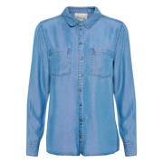 15 De Denim Shirt - Lichtblauw Vintage My Essential Wardrobe , Blue , ...
