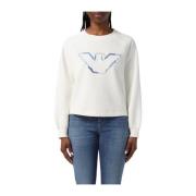 Dames 3D Jersey Sweatshirt Emporio Armani , White , Dames
