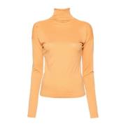 Hoge Hals Second Skin T-Shirt Lemaire , Orange , Dames