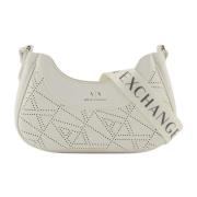 Witte Hobo Tas met Gehamerd Effect Armani Exchange , White , Dames