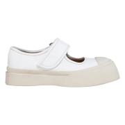 Premium Leren Mary Jane Sneakers Marni , White , Dames