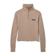 Fairtrade Katoen Zip Jumper Blanche , Beige , Dames