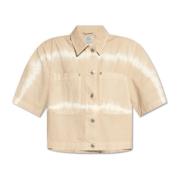 Tie-dyed cropped shirt Woolrich , Beige , Dames