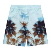 Turquoise Palm Print Bermuda Shorts Laneus , Blue , Heren