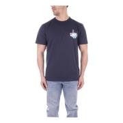 Blauw Logo Front T-shirt Woolrich , Blue , Heren