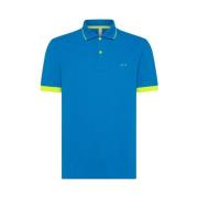 Turquoise Small Stripes Fluo Polo Shirt Sun68 , Blue , Heren