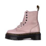 Roze Leren Rits Enkellaarzen Dr. Martens , Pink , Heren