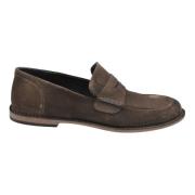 Ebony Suède Penny Loafer Leren Zool Pantanetti , Brown , Heren