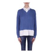 V-neck Knitwear Semicouture , Blue , Dames