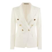 Dubbelrijige Jersey Blazer Tagliatore , White , Dames