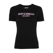 Zwart Logo T-shirt en Polo Just Cavalli , Black , Dames