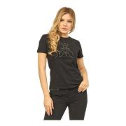 Zwart Katoen Ronde Hals Logo T-shirt Patrizia Pepe , Black , Dames