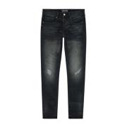 Donkerblauwe Slim Fit Jeans met Distressed Details Kultivate , Blue , ...