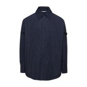 Oversized Snap Front Shirt Jacket Thom Browne , Blue , Heren