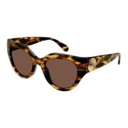 Stijlvolle Zonnebril Zwarte Frame Gucci , Brown , Dames