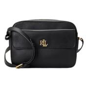 Zwarte leren cameratas Marcy Ralph Lauren , Black , Dames