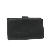 Pre-owned Leather wallets Chanel Vintage , Black , Dames