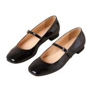 Zonsondergang Onix Zwart Leren Ballet Flats Alohas , Black , Dames