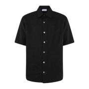 90Slogo Linnen Bowling Shirt Off White , Black , Heren