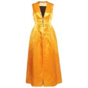 Pre-owned Satin dresses Dior Vintage , Orange , Dames