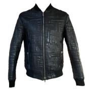 Pre-owned Leather outerwear Versace Pre-owned , Black , Dames