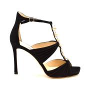 Elegante Zwarte Leren Sandalen Jimmy Choo , Black , Dames