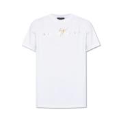 Witte Katoenen Logo T-shirt Giuseppe Zanotti , White , Heren