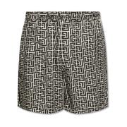 Shorts met monogram Balmain , Black , Heren