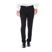 Slim Fit Knoopsluiting Broek Daniele Alessandrini , Black , Heren