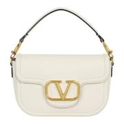 Grained Calfskin Alltime Schoudertas Valentino Garavani , Beige , Dame...