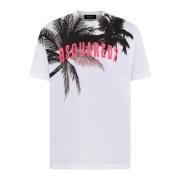 Heren Palms T-Shirt Wit/Zwart/Roze Dsquared2 , White , Heren