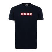 Logo Patch T-Shirt Blauw Dsquared2 , Blue , Heren