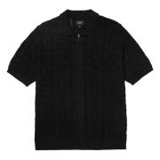 Monogram Jacquard Zip Polo Shirt HUF , Black , Heren