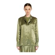 Satijnen blouse met strikdetail Max Mara , Green , Dames