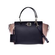 Handbag in black, white and nude calfskin Baldinini , Multicolor , Dam...