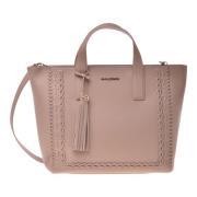 Handbag in nude tumbled leather Baldinini , Beige , Dames